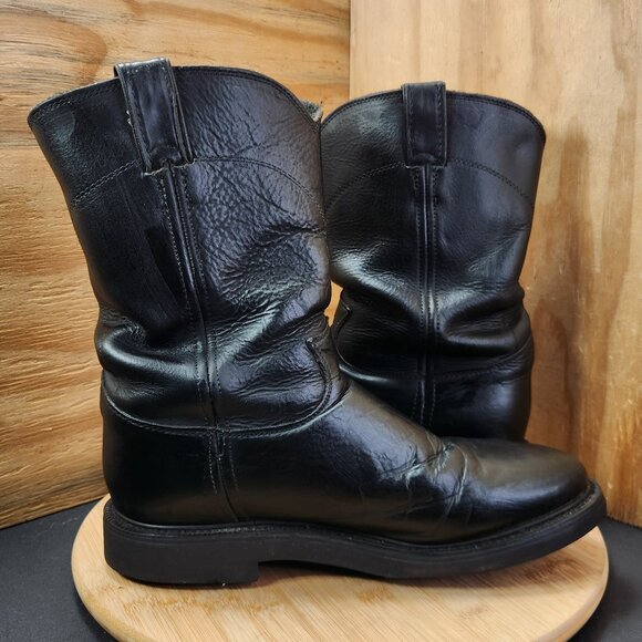 Justin Roper Boots Mens Black Leather Pull On Size 9 main image 4